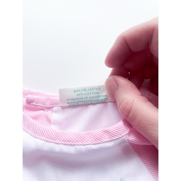 Baby Girl's Vintage One Piece Pink Pinstripe Floral Romper Size 3-6 Months - Picture 3 of 4